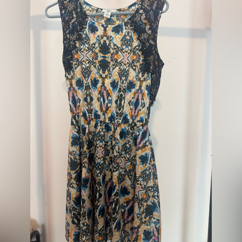 Bar III Blue and Gold Sleeveless Midi Sundress